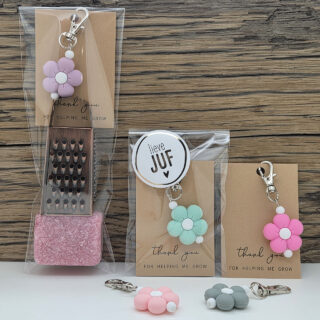 Thank you for let me grow bloemsleutelhanger cadeautje