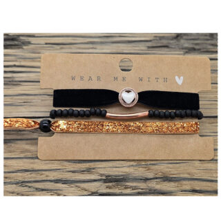 DIY armbanden set rosé goud & zwart