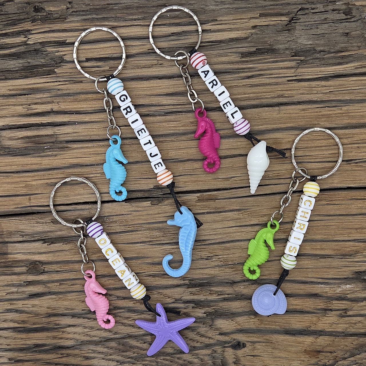 Zeedier sleutelhangers met naam