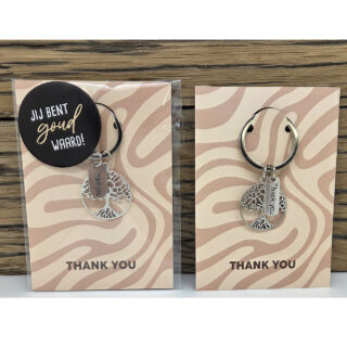 Bedankje levensboom sleutelhanger wenskaartje