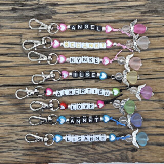 Naamsleutelhanger met geluksengeltje