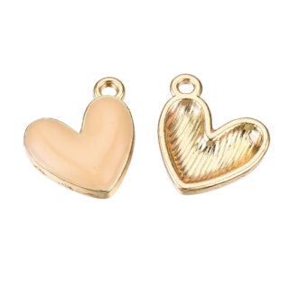 Peach gouden hartjes bedels 2x