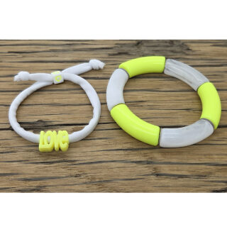 DIY tube kralen armbanden set neon geel