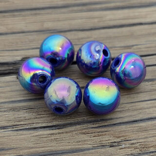 12mm kraal rond ab olie glans paars blauw
