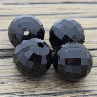 16mm kraal groot zwart facet disco acryl