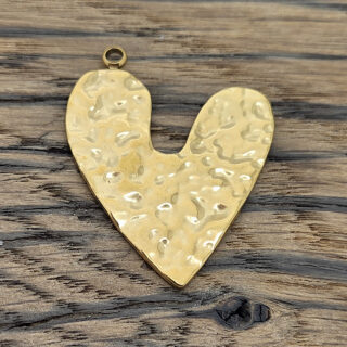 RVS hart bedel groot textuur gouden hanger