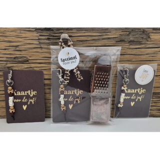 Kaartje voor de juf sleutelhanger cadeautje